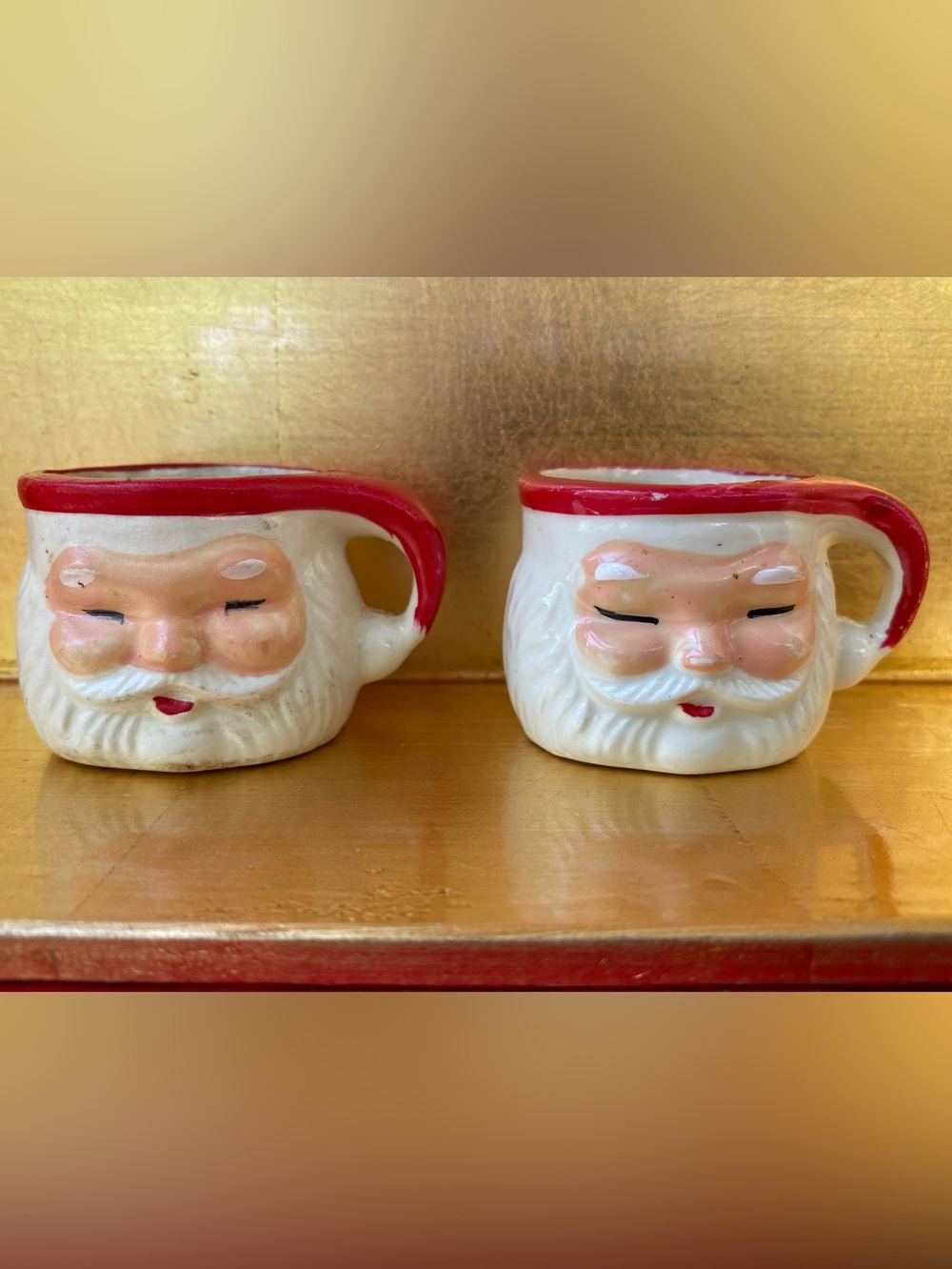 Vintage (MCM) Mini Santa Mugs - candle holders. Holt Howard. Made in Japan